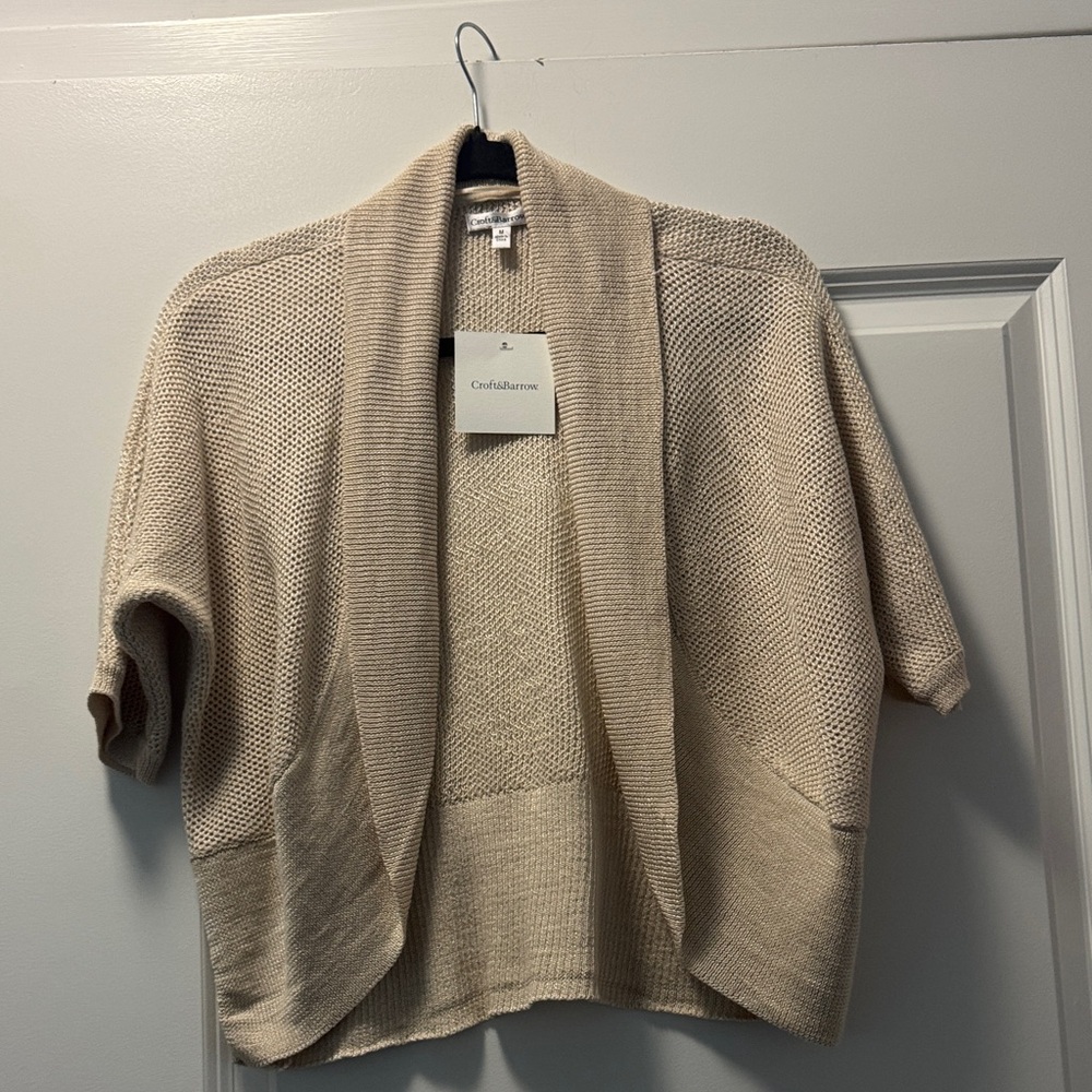 Croft & Barrow Women's Cream Open-Front Sweater